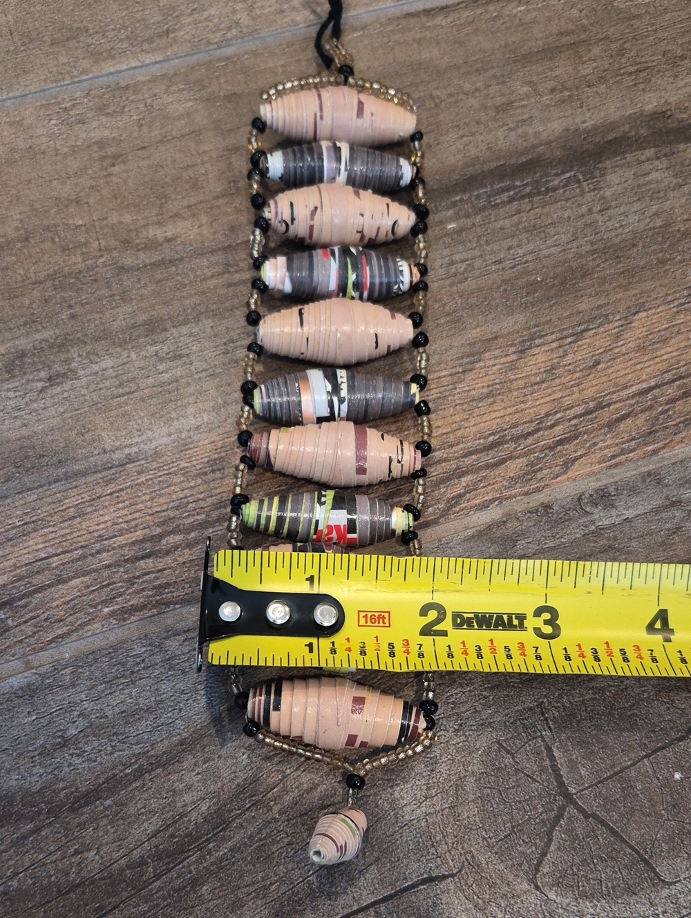 Handcrafted Paper Beaded Statement Bracelet, Button Closure, Botswana - Picture 10 of 11